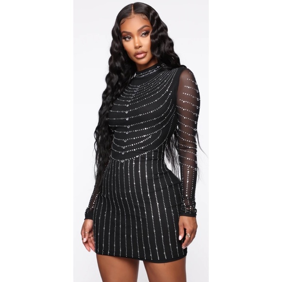 Rhinestone Mini Dress - Picture 1 of 4